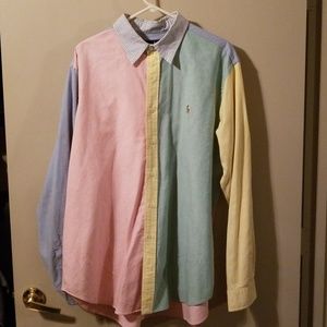 Color block l/s button down polo
